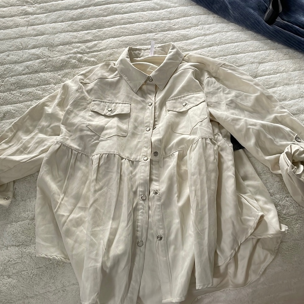 JW white button up top